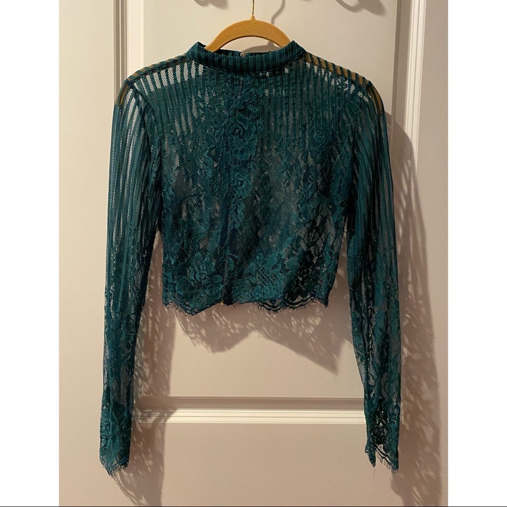 Lace Green Crop Top